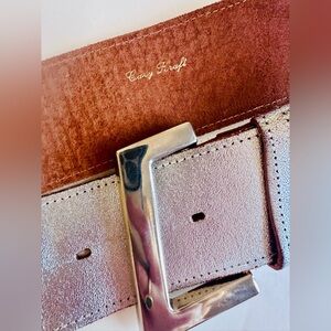 Genuine Leather Metallic Silver Belt Cary Kraft M/L